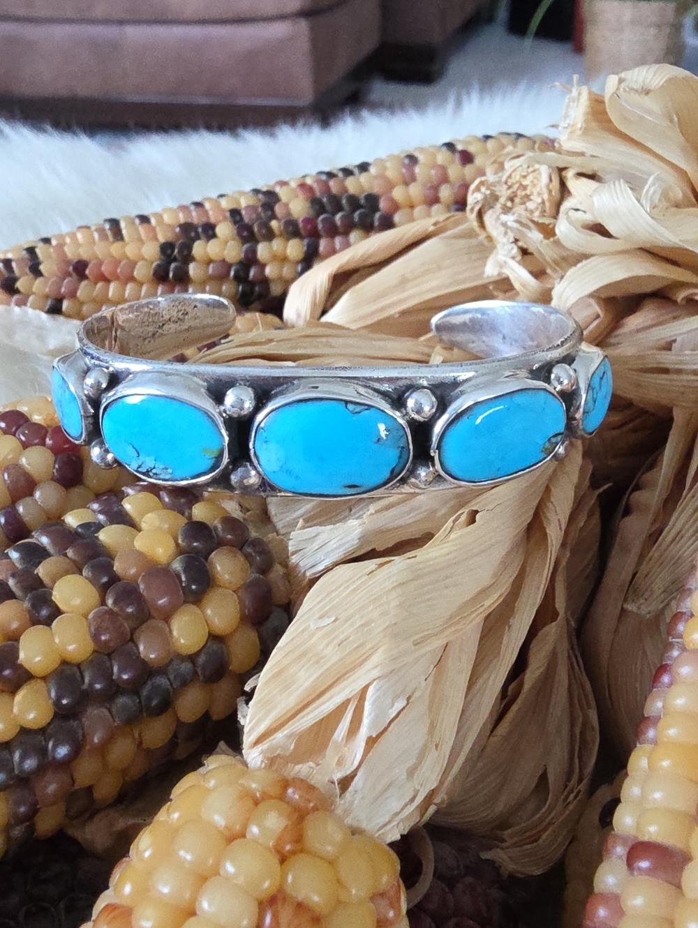 Beautiful NWOT Native American Navajo Mike Platero Turquoise Bracelet 🩵🎁♥️